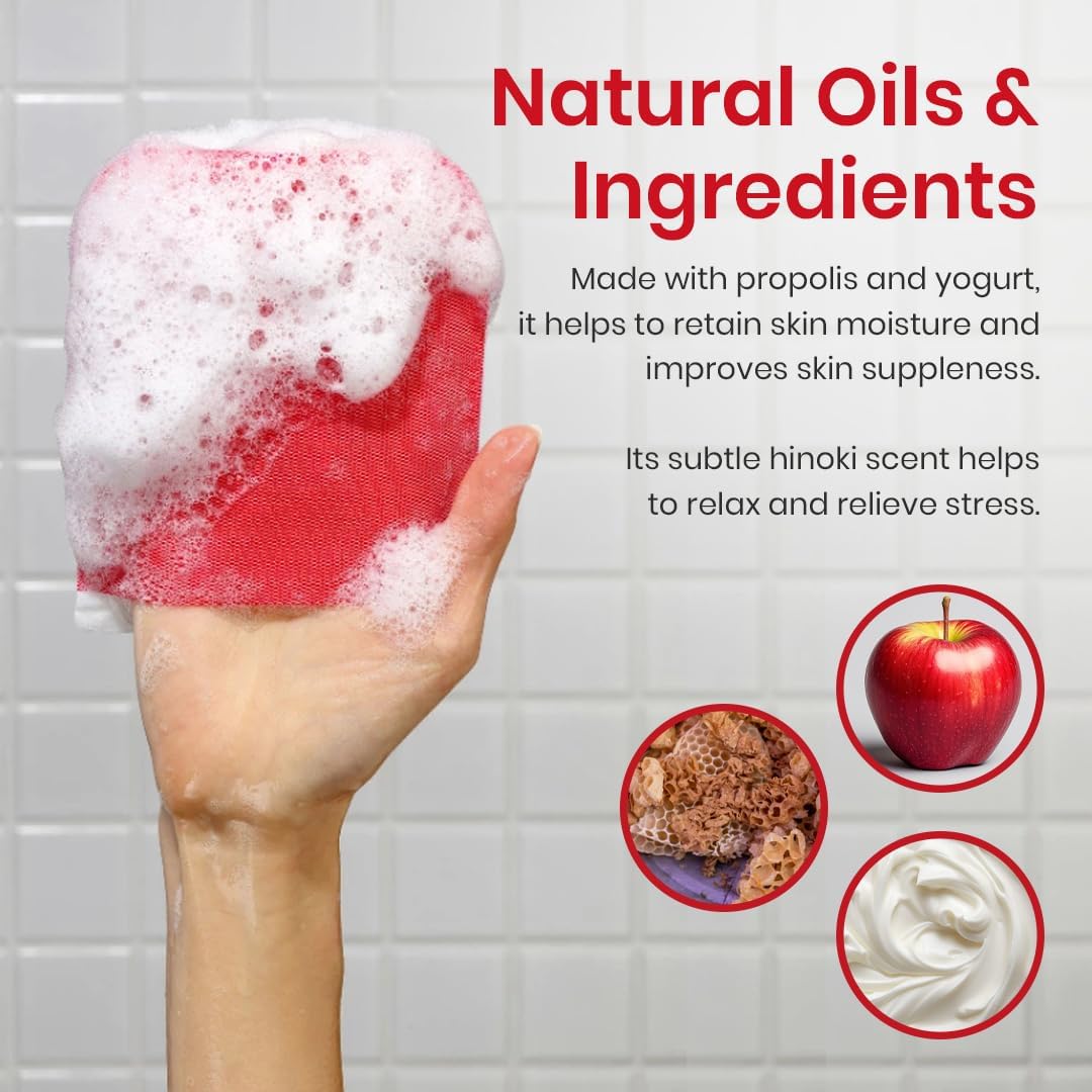 Mom's Bath Recipe 8 pcs Korean Body Peeling Pad Strong - Bubble Body Wash & Scrub Gloves With Kelp & Biotics - Intense Exfoliating Mitts for Dead Skin Cells, Goosebumps & Scaly Skin