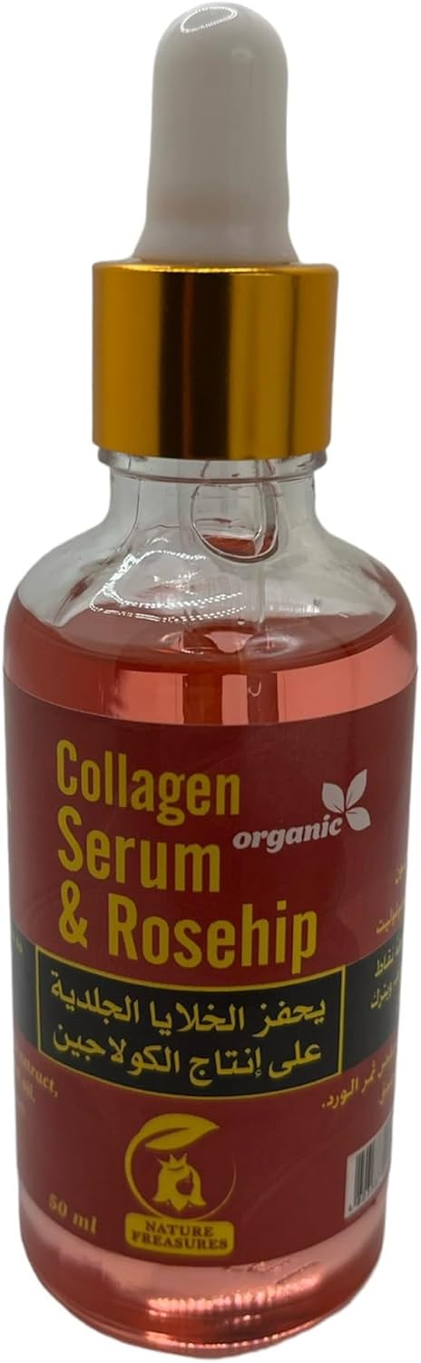 Collagen Serum & Rosehip - 100% Natural - Anti Aging Face Serum Moisturizer For Skin Tightening - Collagen Booster - For All Skin Types