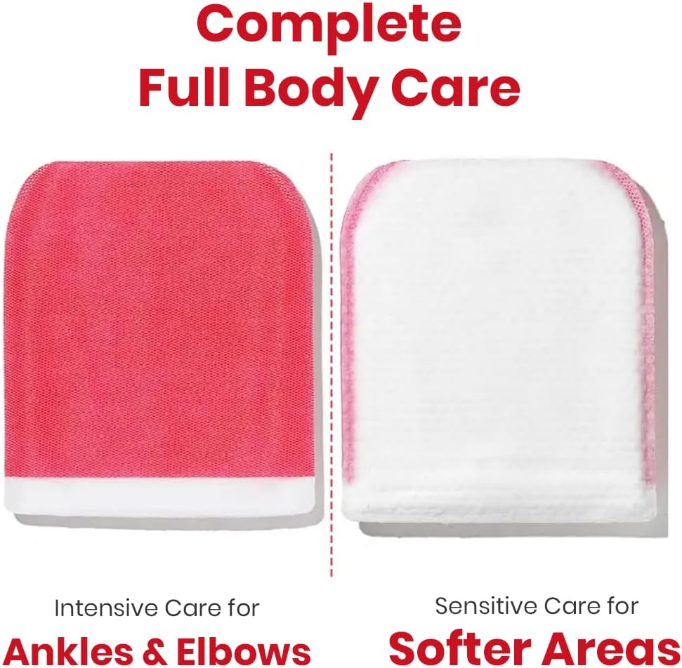 Mom's Bath Recipe 8 pcs Korean Body Peeling Pad Strong - Bubble Body Wash & Scrub Gloves With Kelp & Biotics - Intense Exfoliating Mitts for Dead Skin Cells, Goosebumps & Scaly Skin