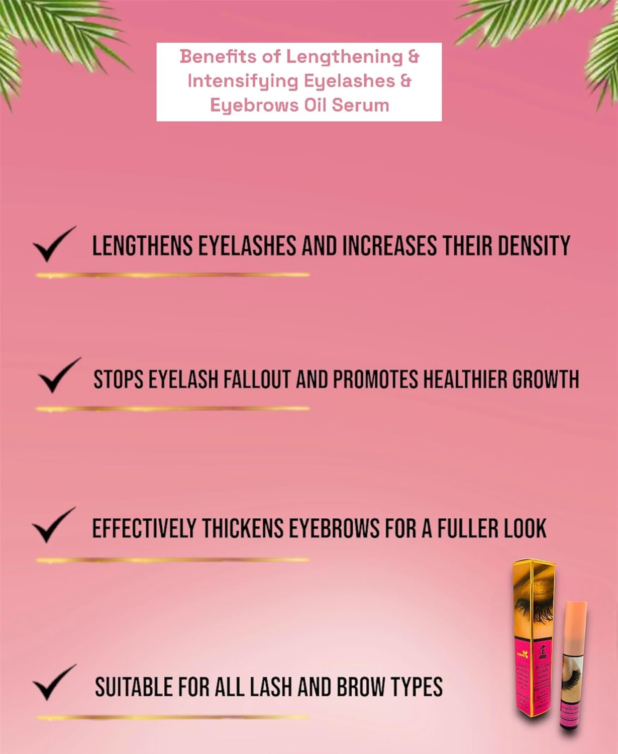 NATURE FREASURES Oil Serum for Lengthening & Intensifying Eyelashes & Eyebrows - 100% Natural & Pure - Rapid Growth, Thicker & Stronger Lashes & Brows, for All Lashes & Brows Types - 10ml