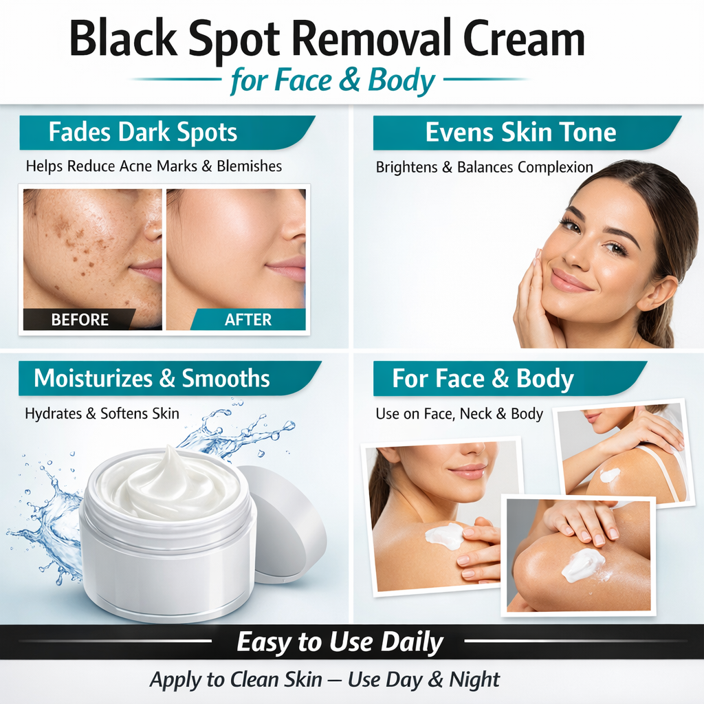 Black Spot Removal Cream for Face and Body – Dark Spot Corrector for Acne Marks, Hyperpigmentation, Blemishes and Uneven Skin Tone