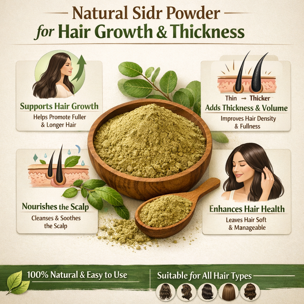 Sidr Powder for Hair Growth & Thickening | Natural Hair Care Powder for Fuller, Healthier-Looking Hair