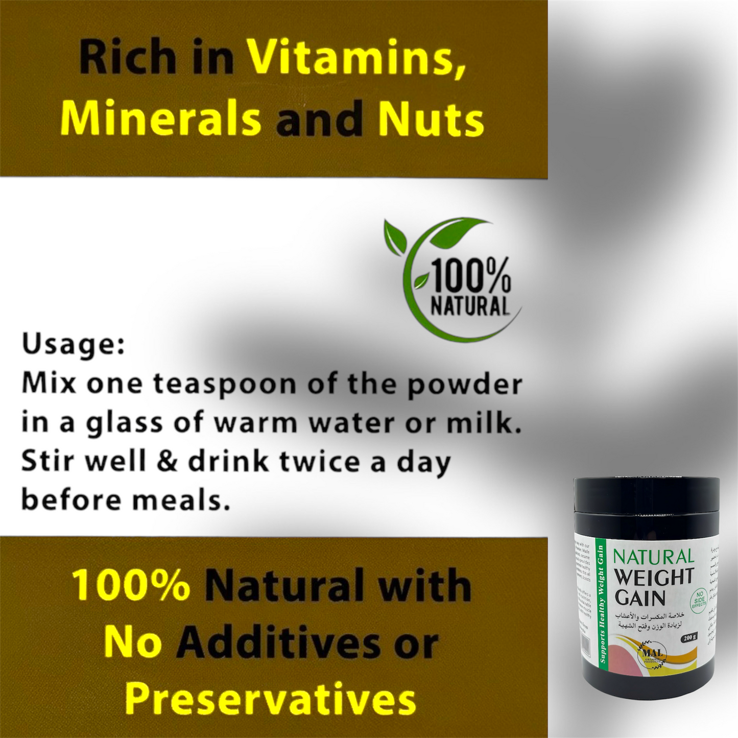 Natural Weight Gain – Healthy Weight Gain for Men & Women – 100% Natural, 200g