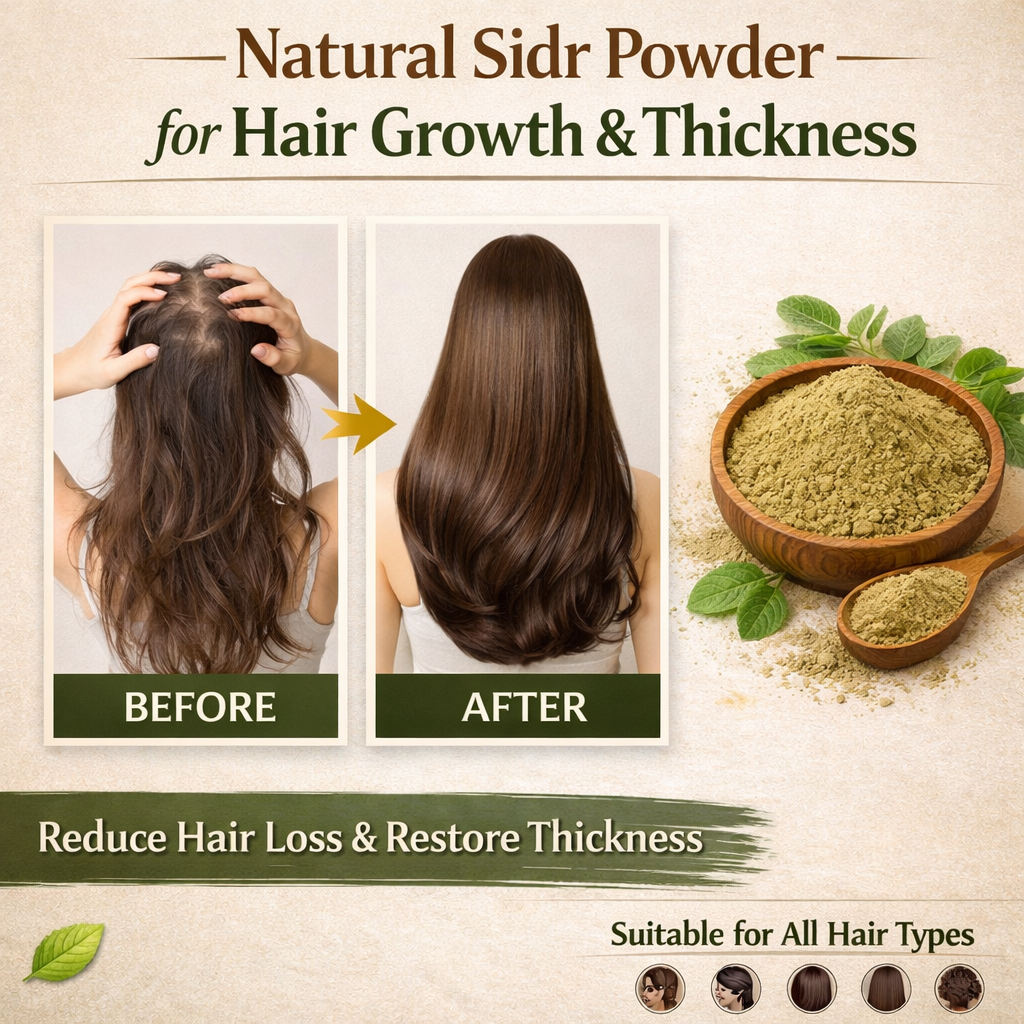 Sidr Powder for Hair Growth & Thickening | Natural Hair Care Powder for Fuller, Healthier-Looking Hair