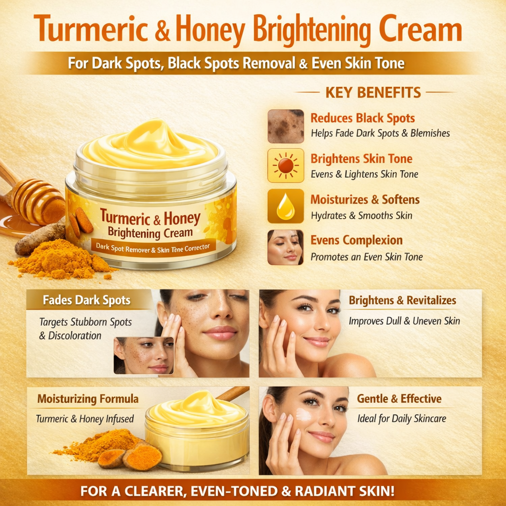 Turmeric & Honey Brightening Cream for Dark Spots, Black Spots Removal & Even Skin Tone